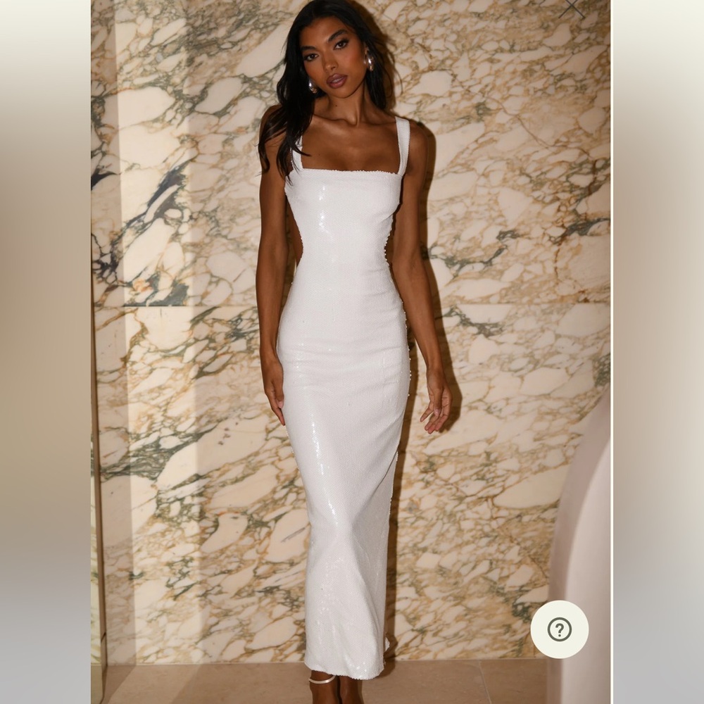 Meshki Strapless White Sequin Dress